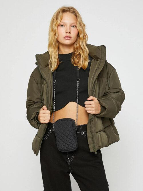 Inflatable Jacket Hooded Pocket Detailed